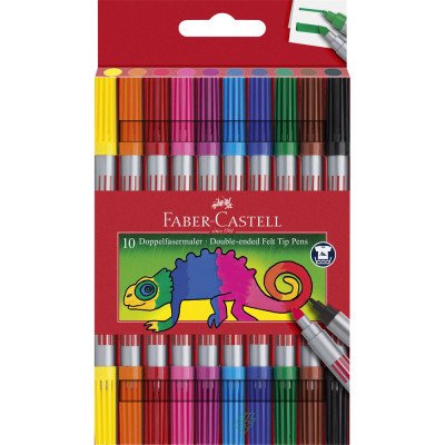 Rostirón, filctoll készlet, kétvégű Faber-Castell 10 klf. szín