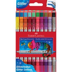 Rostirón, filctoll készlet, kétvégű csillámos Faber-Castell 20 klf. szín Filctoll Faber - Castell