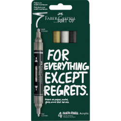 Akril marker készlet, kétvégű MULTIMARK klasszikus színek Faber-Castell fehér, ezüst, arany, fekete 4klf. szín Dekormarker Faber - Castell