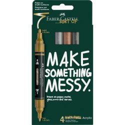 Akril marker készlet, kétvégű MULTIMARK metálszínek Faber-Castell arany, ezüst, réz, acélszürke 4klf. szín Dekormarker Faber - Castell