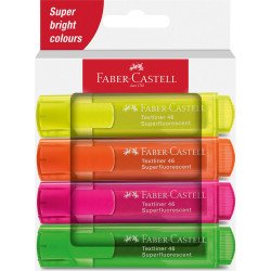 Szövegkiemelő készlet 1-5mm vágott papír dob Faber-Castell 46 fluoreszkáló sárga,narancs,rózsaszín,zöld 4klf. szín Szövegkiemelő Faber - Castell