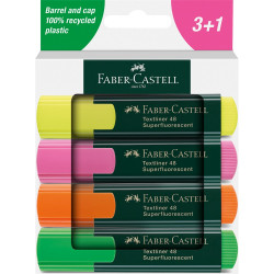 Szövegkiemelő készlet 1-5mm vágott papír dobozban Faber-Castell 48 fluoreszkáló sárga,rózsaszín,narancs,zöld 4klf. szín Szövegkiemelő Faber - Castell