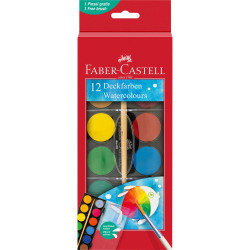 Vízfesték készlet 30mm-es festék gombokkal + ecset Faber-Castell 12klf. szín Vízfesték Faber - Castell