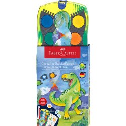 Vízfesték készlet + fehér tempera + matrica DINOSZAURUSZ Faber-Castell 12klf. szín Vízfesték Faber - Castell