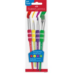 Ecsetkészlet 2,6,10,12, puha tapintású kerek/lapos végű Faber-Castell 4klf. szín Iskolai ecset és kelléke Faber - Castell