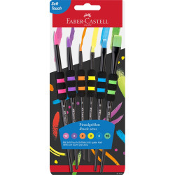 Ecsetkészlet 2,4,6,8,10,12 puha tapintású kerek/lapos Faber-Castell 6klf. fekete szín Iskolai ecset és kelléke Faber - Castell