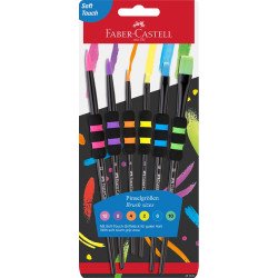 Ecsetkészlet 2,4,6,8,10,12 puha tapintású kerek/lapos Faber-Castell 6klf. fekete szín Iskolai ecset és kelléke Faber - Castell