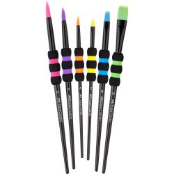 Ecsetkészlet 2,4,6,8,10,12 puha tapintású kerek/lapos Faber-Castell 6klf. fekete szín Iskolai ecset és kelléke Faber - Castell