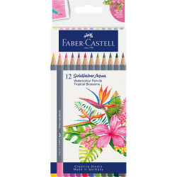 Színes ceruza készlet, akvarell hatszögletű GOLDFABER AQUA Trópusi virágok Faber-Castell 12klf. szín Színesceruza Faber - Castell