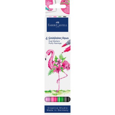 Rostirón, filctoll készlet akvarell kétvégű GOLDFABER AQUA Bolyhos flamingó Faber-Castell 4klf. szín
