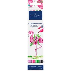 Rostirón, filctoll készlet akvarell kétvégű GOLDFABER AQUA Bolyhos flamingó Faber-Castell 4klf. szín Filctoll Faber - Castell