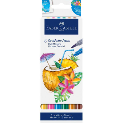 Rostirón, filctoll készlet akvarell kétvégű GOLDFABER AQUA Kókuszos koktél Faber-Castell 4klf. szín