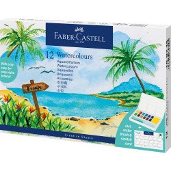 Vízfesték készlet CREATIVE STUDIO keverő palettával+ vízadagolós ecsettel Faber-Castell 12klf.szín Vízfesték Faber - Castell