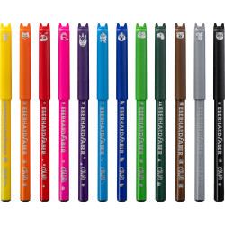 Rostirón, filctoll készlet 1mm ANIMAL állatminták Faber-Castell 12klf. szín Filctoll Faber - Castell