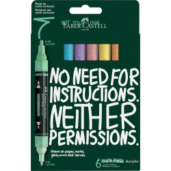 Akril marker készlet,kétvégű MULTIMARK pasztell Faber-Castell jégkék, barack, mentazöld, vanília, lila, rózsa 6klf. szín Dekormarker Faber - Castell