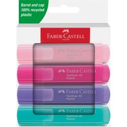 Szövegkiemelő készlet 1-5mm vágott papír dob Faber-Castell 46 pasztell pirosító,lilás rózsaszín,lila,türkiz 4klf. szín Szövegkiemelő Faber - Castell