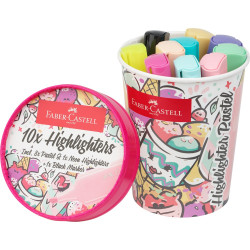 Szövegkiemelő készlet 1-5mm vágott,papír pohárban Faber-Castell 46 pasztell 10klf. szín Szövegkiemelő Faber - Castell