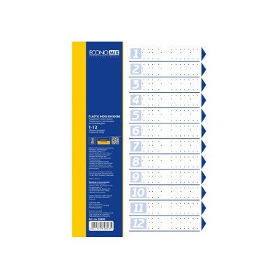 Elválasztólap, A4, prespán mintás 160 micron, 12 részes, PP Economix