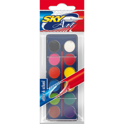 Vízfesték készlet, 12db-os 20mm kerek festékgombokkal Sky Art Vízfesték Sky Art