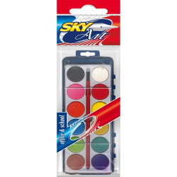 Vízfesték készlet, 12db-os 27mm kerek festékgombokkal Sky Art Vízfesték Sky Art