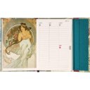 Határidőnapló mágnessel záródó, heti, fehér lapokkal Alphonse Mucha 110x160mm, Presco