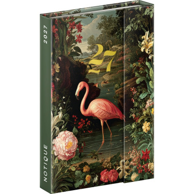 Határidőnapló mágnessel záródó, heti, fehér lapokkal Flamingo 110x160mm, Presco