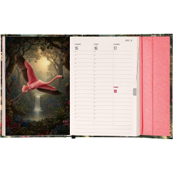 Határidőnapló mágnessel záródó, heti, fehér lapokkal Flamingo 110x160mm, Presco