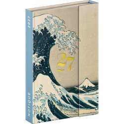 Határidőnapló mágnessel záródó, heti, fehér lapokkal Katsushika Hokusai 110x160mm, Presco Napló Presco