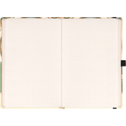 Keménytáblás notesz krémszínű lapokkal, pontozott, leszorító gumiszalaggal Alphonse Mucha – Primrose 130x210mm, Presco