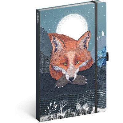 Keménytáblás notesz krémszínű lapokkal, vonalas, leszorító gumiszalaggal Animalium – Lucie Jenčíková 130x210mm, Presco