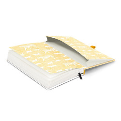 Keménytáblás notesz krémszínű lapokkal, vonalas, leszorító gumiszalaggal Animalium – Felines 130x210mm, Presco Napló Presco