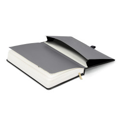 Keménytáblás notesz krémszínű lapokkal, vonalas, leszorító gumiszalaggal Elegant 130x210mm, Presco