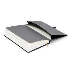 Keménytáblás notesz krémszínű lapokkal, vonalas, leszorító gumiszalaggal Elegant 130x210mm, Presco Napló Presco