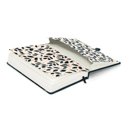 Keménytáblás notesz krémszínű lapokkal, vonalas, leszorító gumiszalaggal Fox 130x210mm, Presco