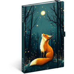 Keménytáblás notesz krémszínű lapokkal, vonalas, leszorító gumiszalaggal Fox 130x210mm, Presco Napló Presco