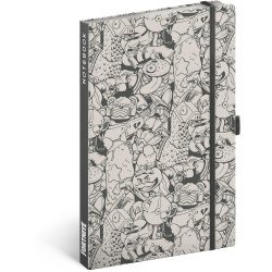 Keménytáblás notesz krémszínű lapokkal, vonalas, leszorító gumiszalaggal Fortnite – Legends 130x210mm, Presco Napló Presco