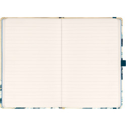 Keménytáblás notesz krémszínű lapokkal, vonalas, leszorító gumiszalaggal Katsushika Hokusai 130x210mm, Presco