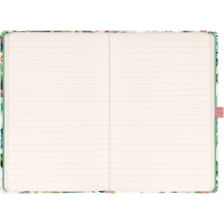 Keménytáblás notesz krémszínű lapokkal, vonalas, leszorító gumiszalaggal Lilium 130x210mm, Presco