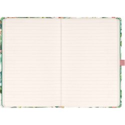 Keménytáblás notesz krémszínű lapokkal, vonalas, leszorító gumiszalaggal Lilium 130x210mm, Presco Napló Presco