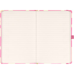 Keménytáblás notesz krémszínű lapokkal, vonalas, leszorító gumiszalaggal Pink 130x210mm, Presco