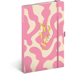 Keménytáblás notesz krémszínű lapokkal, vonalas, leszorító gumiszalaggal Pink 130x210mm, Presco Napló Presco