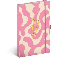 Keménytáblás notesz krémszínű lapokkal, vonalas, leszorító gumiszalaggal Pink 130x210mm, Presco Napló Presco