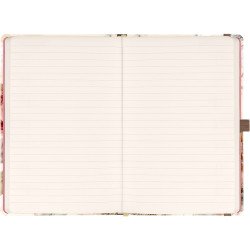 Keménytáblás notesz krémszínű lapokkal, vonalas, leszorító gumiszalaggal Powder Flower 130x210mm, Presco Napló Presco
