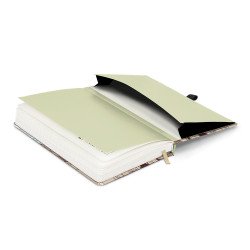 Keménytáblás notesz krémszínű lapokkal, vonalas, leszorító gumiszalaggal Prague 130x210mm, Presco Napló Presco