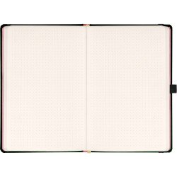Keménytáblás notesz krémszínű lapokkal, pontozott, leszorító gumiszalaggal Roses 130x210mm, Presco Napló Presco
