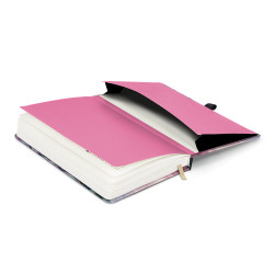 Keménytáblás notesz krémszínű lapokkal, vonalas, leszorító gumiszalaggal Sakura 130x210mm, Presco