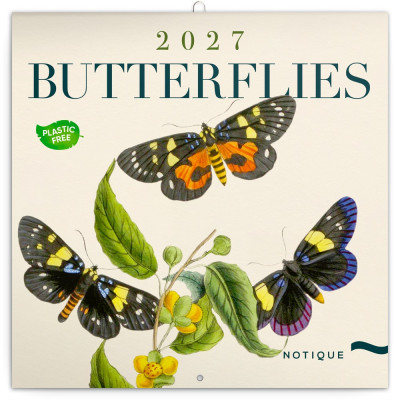 Falinaptár képes lemeznaptár 300x300mm, Butterflies Realsystem 2027.