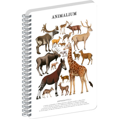 Jegyzetfüzet ikerspirálos Animalium – Artiodactyls, sima, 21x29,7cm A4, Presco