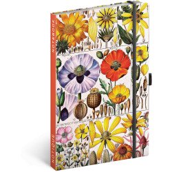 Keménytáblás notesz krémszínű lapokkal, pontozott, leszorító gumiszalaggal Herbal 130x210mm, Presco Napló Presco