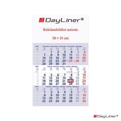 Speditőr naptár 1 tömb, 3 hónap Primus Club 300 × 480 mm, fehér lapokkal Fejrész üres Dayliner 2027.